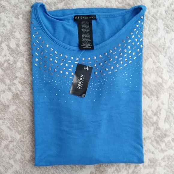 NEW Design History Studded Viscose High Low Top XXL Athens Blue - Picture 4 of 14